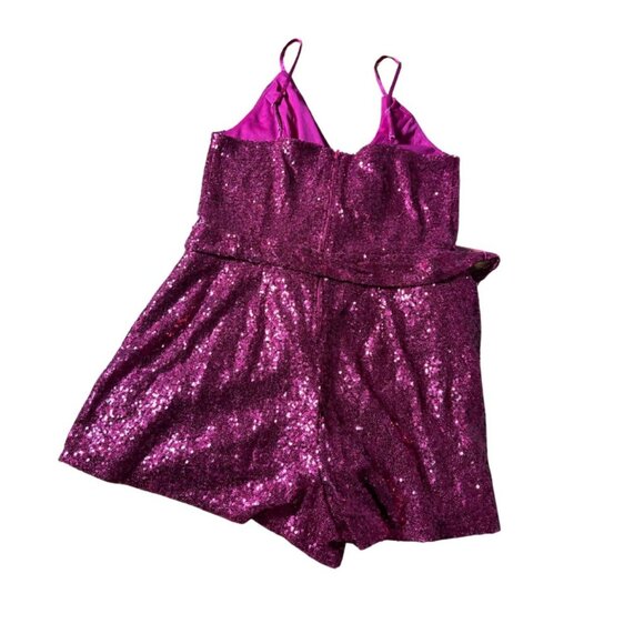 Venus Womens Sequin Romper V-Neck Spaghetti Strap Size L Sparkly Glam Party NEW - Picture 3 of 14